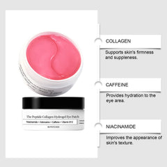 Amliya collagen hydrogel eye patches close-up showing hydration-ready texture.