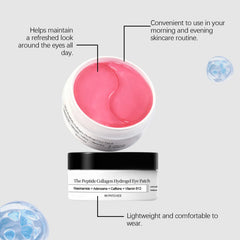 Amliya eye patch formula with peptides, caffeine, and niacinamide for benefits.