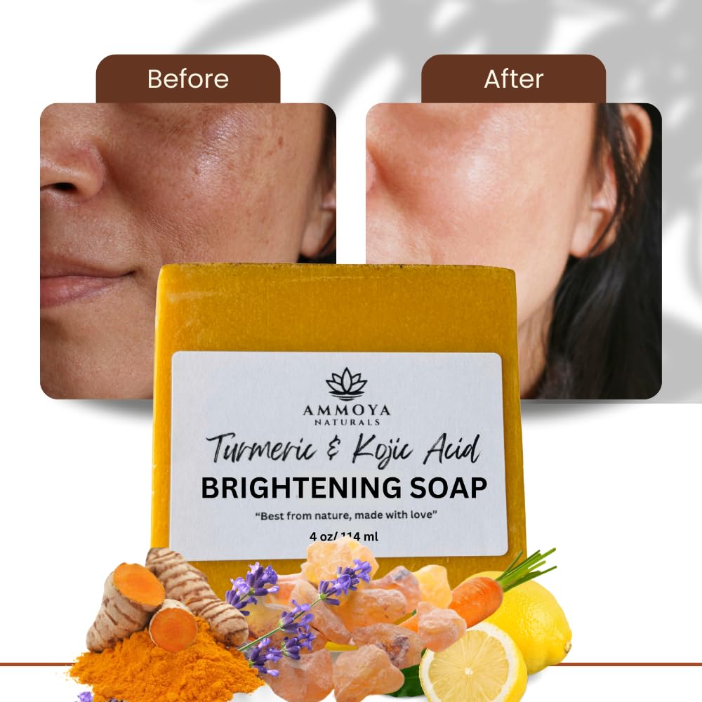 Simple packaging design by Ammoya Naturals Turmeric Soap for all skin types.