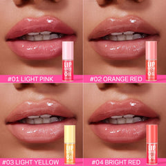 AMOADO lip oil peach shade for a warm, natural highlight.