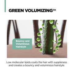 AMOS PROFESSIONAL Green Tea Shampoo application hand, massaging scalp with detangling potential.