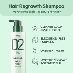 AMOS PROFESSIONAL Green Tea Shampoo mint finish delivers a cooling, refreshing sensation during wash.