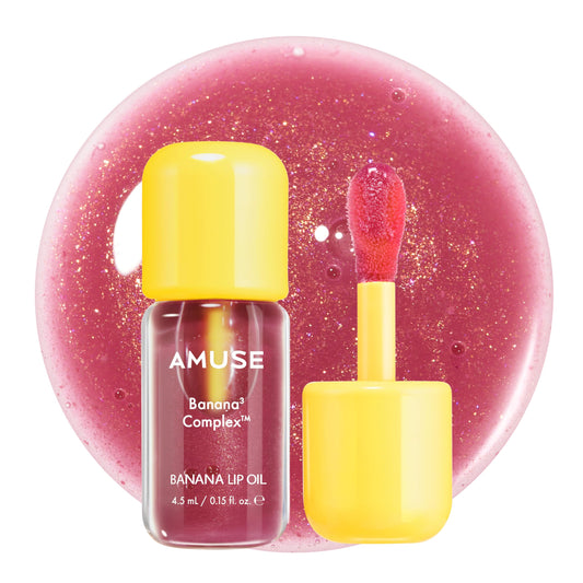 Amuse Seoul Banana Lip Oil Rose Sorbet bottle ready for hydration and gloss