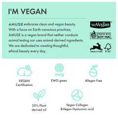 Amuse Seoul Dew Balm 01 Ballerina vegan label indicates cruelty-free care.