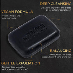 AMVital charcoal soap bar lather shows creamy cleansing for all skin types.