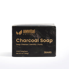 AMVital charcoal soap bar triple-milled design ensures long-lasting performance.