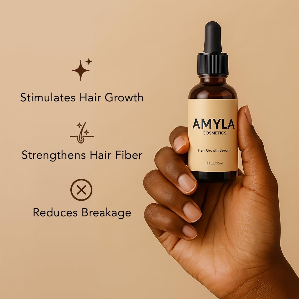 Amyla Hair Growth Serum dropper ready for precise scalp application
