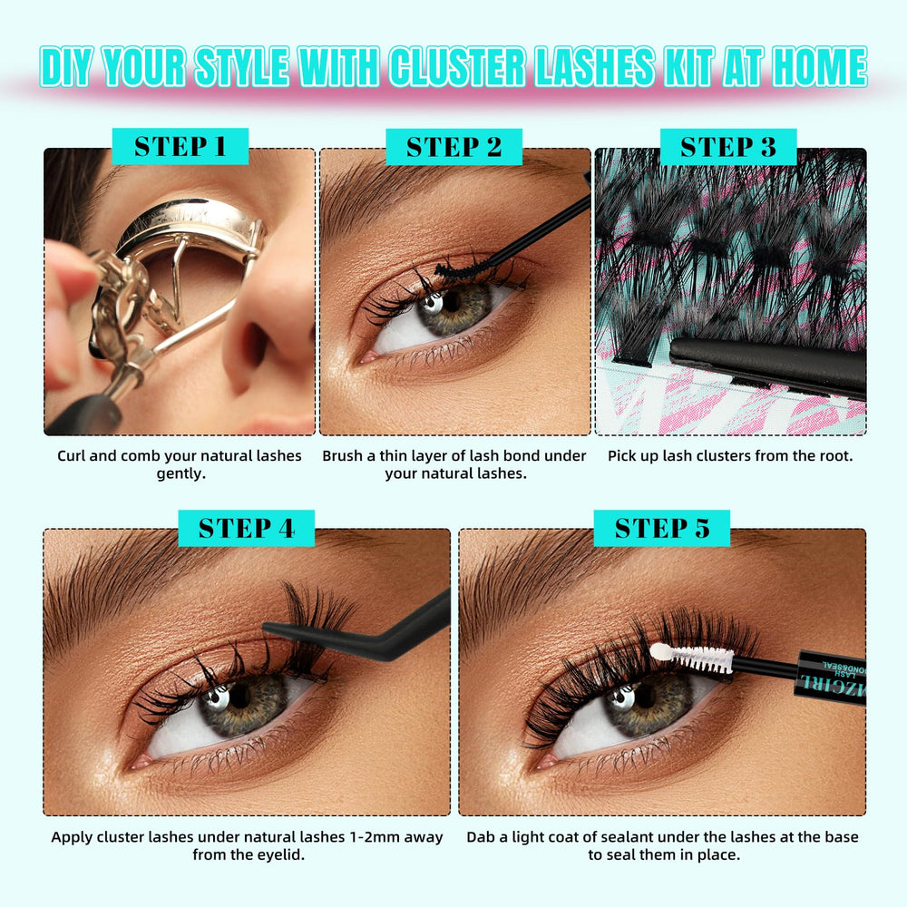 AMZGIRL lash bond, seal and remover arranged to show safe use