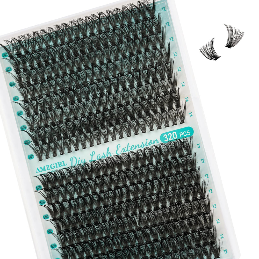 AMZGIRL front tray of 320 brown wispy clusters showing organization and quantity benefit