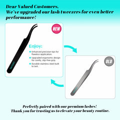 AMZGIRL LASH applicator and tweezers displayed for precise placement and control