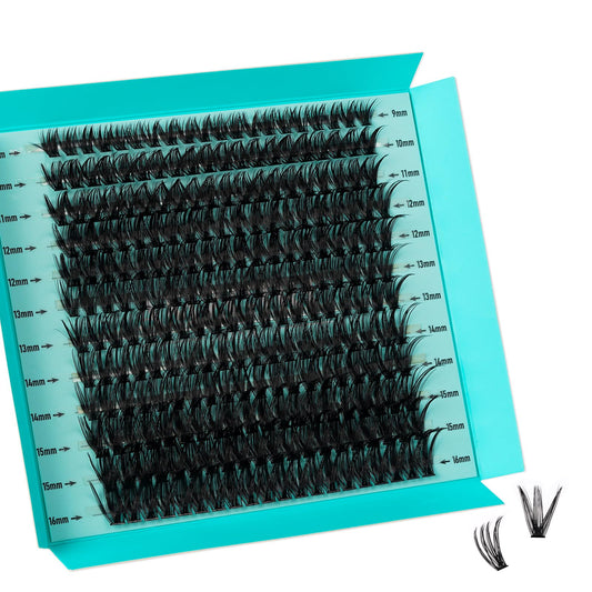 AMZGIRL LASH lash clusters in a 240-piece tray for at-home DIY styling.