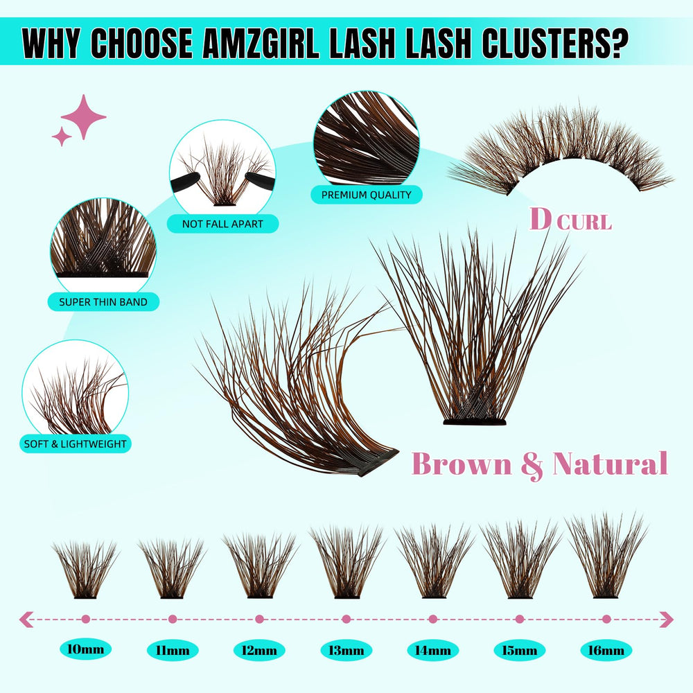 AMZGIRL cluster lashes held in hand showing scale and lightweight benefit