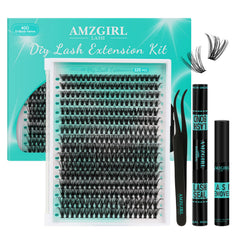 AMZGIRL LASH Lash Clusters Kit 320Pcs close-up shows natural-looking clusters for DIY lashes.