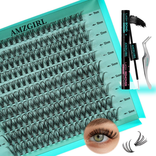 AMZGIRL LASH extension kit with 200 clusters for customizable at-home looks