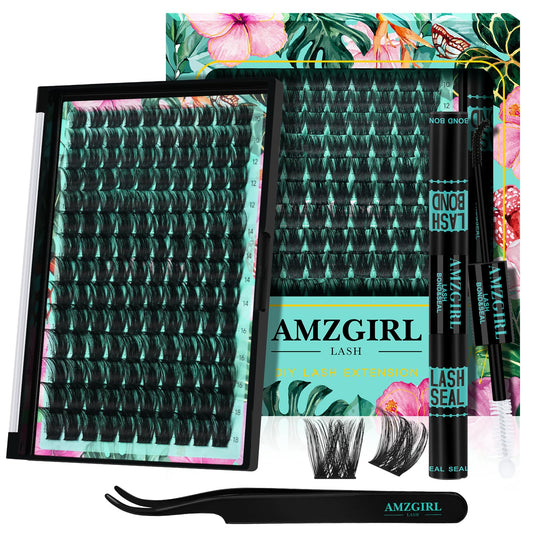 AMZGIRL LASH front packaging showing kit contents and Sunflower design benefits easy selection