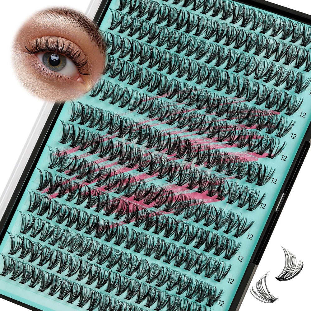 AMZGIRL LASH front tray showing 280 cluster lashes and organized layout for easy selection