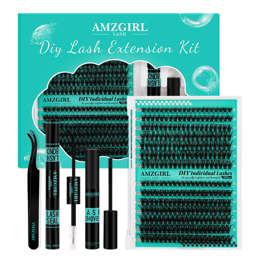 AMZGIRL LASH kit contents showing 280 pieces for at-home styling