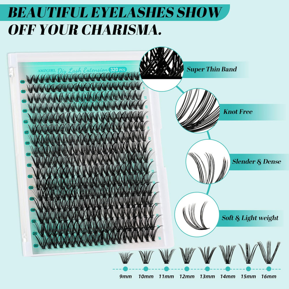AMZGIRL LASH mixed 9–16mm clusters fanned to display length variety for custom looks