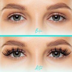 AMZGIRL LASH worn on model creating lifted manga eye, dramatic visual impact