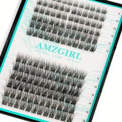 AMZGIRL LASH tray front view showing 144 clusters and mixed lengths for variety
