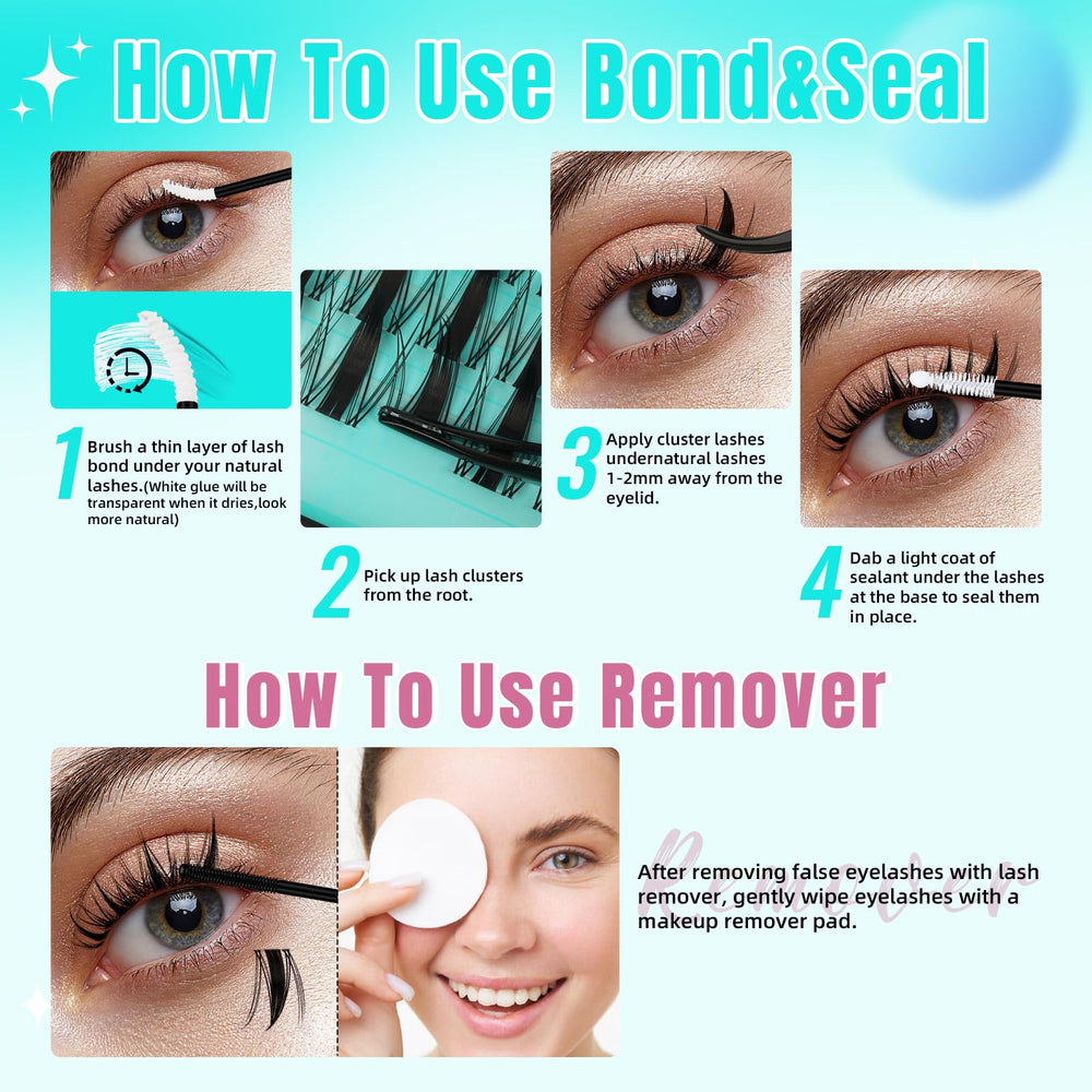 AMZGIRL magnified clear lash band detail for natural-looking stem concealment