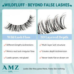 AMZGIRL LASH close-up cluster detail highlighting airy texture and layered length