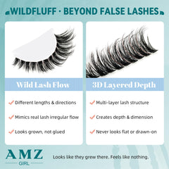 AMZGIRL LASH closeup of clusters highlighting airy textured fibers