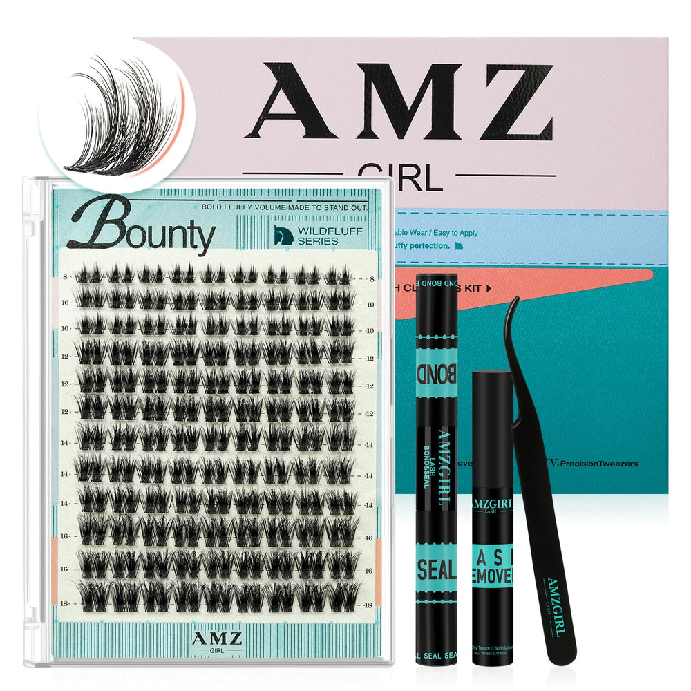 AMZGIRL LASH front packaging showing full WildFluff kit benefits