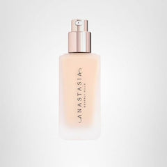 Foundation swatch and application on skin by Anastasia Beverly Hills offering long-lasting, shine-free wear