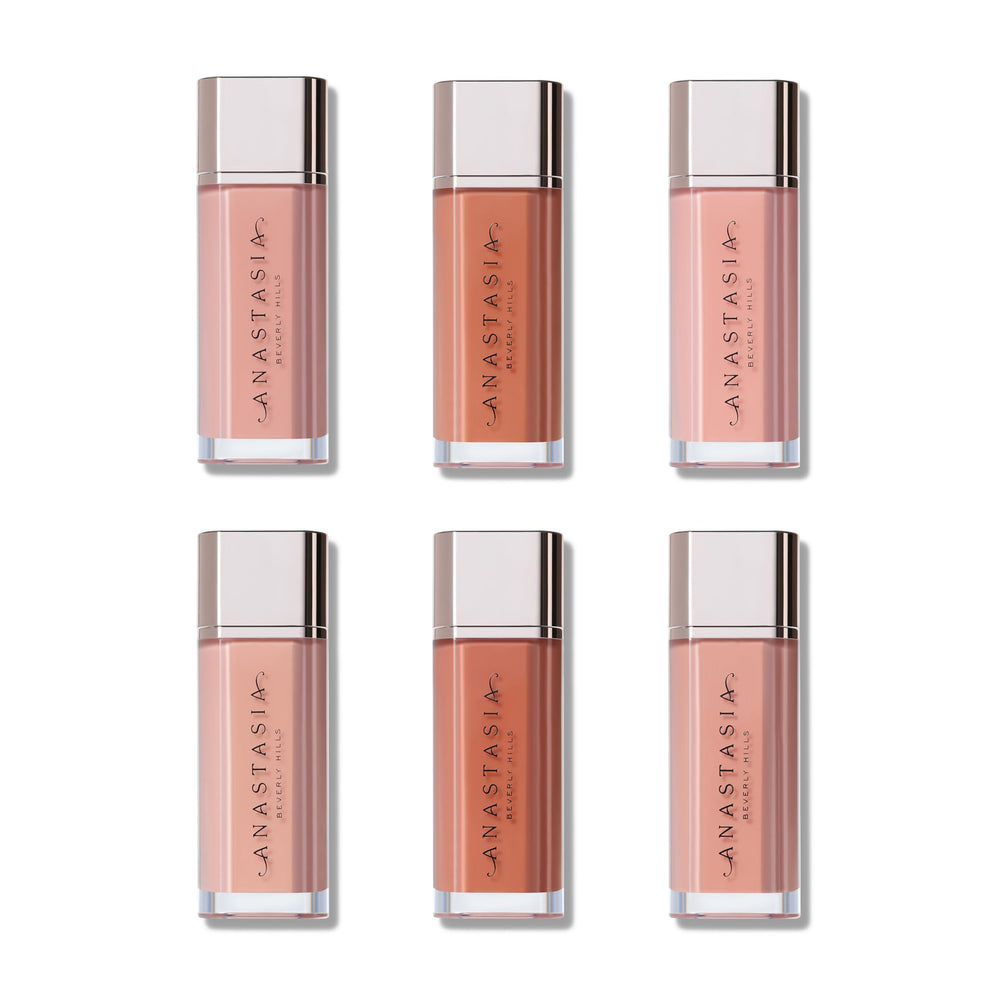 Anastasia Beverly Hills Lip Velvet neutrals swatches for versatile nude looks.