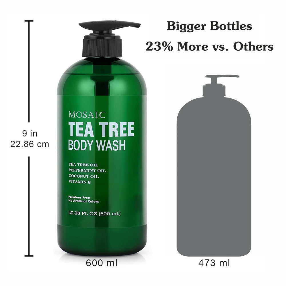 Tea tree oil ingredients scene emphasizing cleansing and refreshing properties.