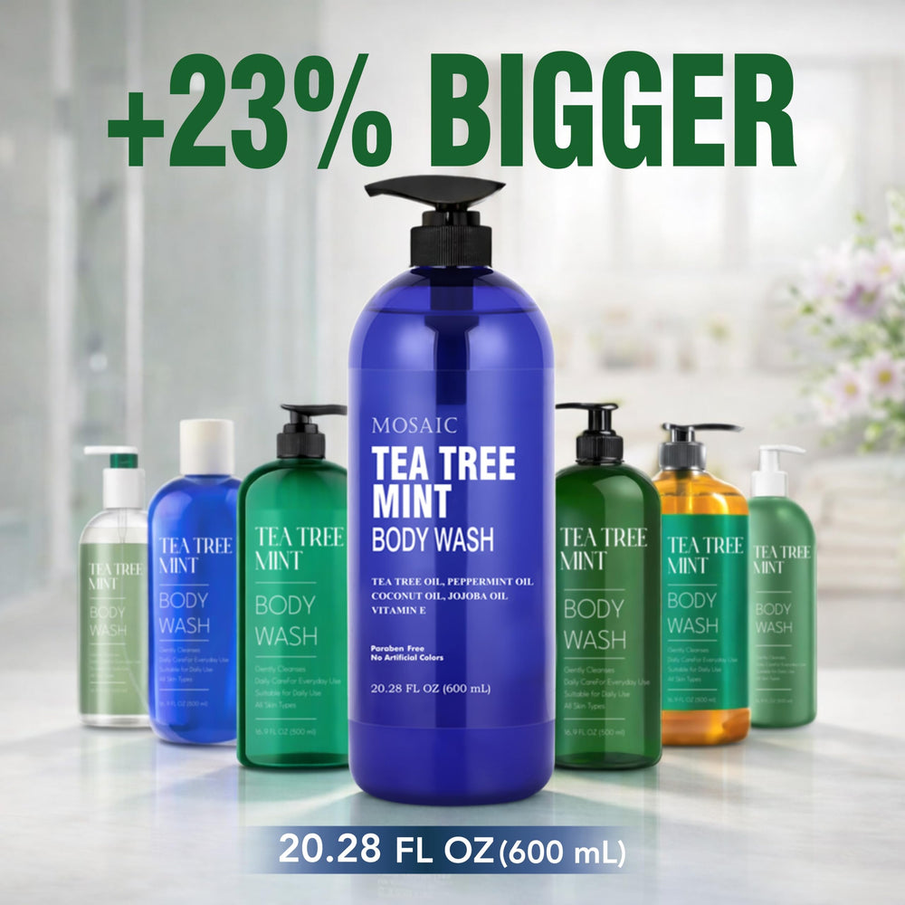 AnatoliaDaphne Tea Tree Wash label close-up highlights tea tree oil and natural ingredients.