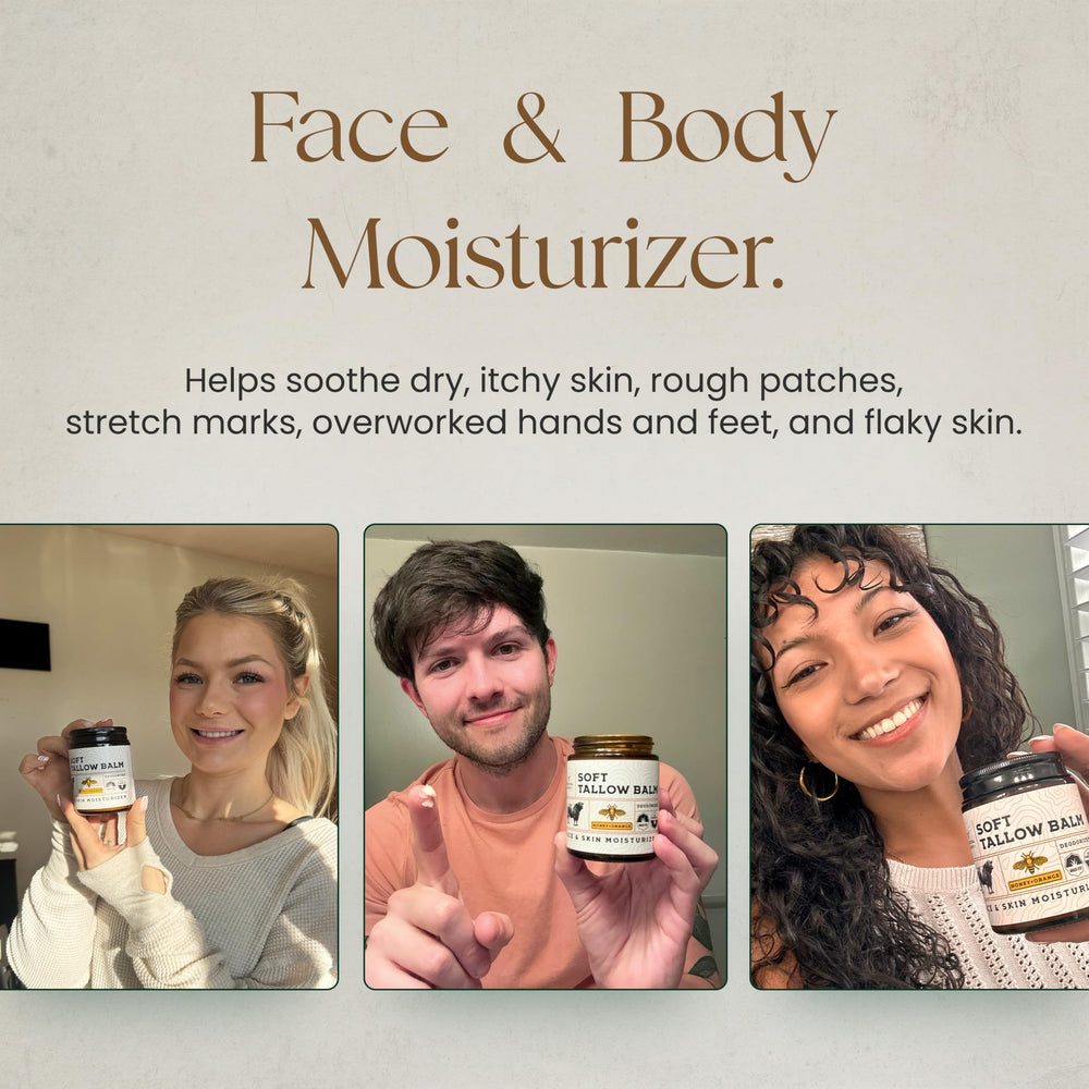 Ancestral Haven honey-infused tallow balm for radiant, deeply moisturized skin.