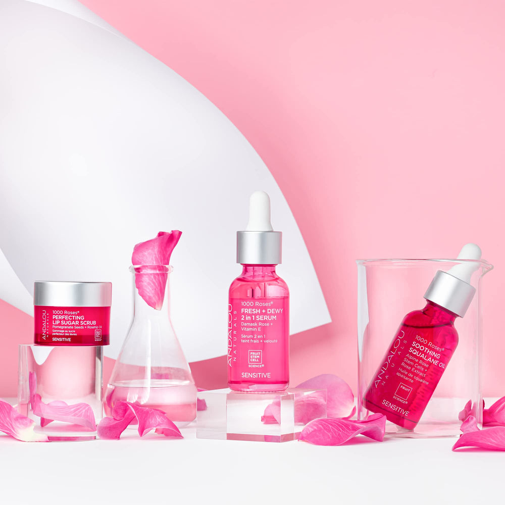 Pomegranate seeds indicating gentle exfoliation in the formula