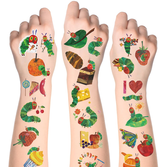 Andi Cppss Hungry Insects tattoos sheet with bright caterpillars for kids