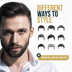 ANDREW JAMES Matte Pomade applied with fingertips to dry hair for easy styling