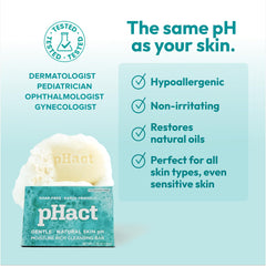 Andrew Lessman pHact cleansing bar face-use close-up emphasizes safe cleansing for delicate skin