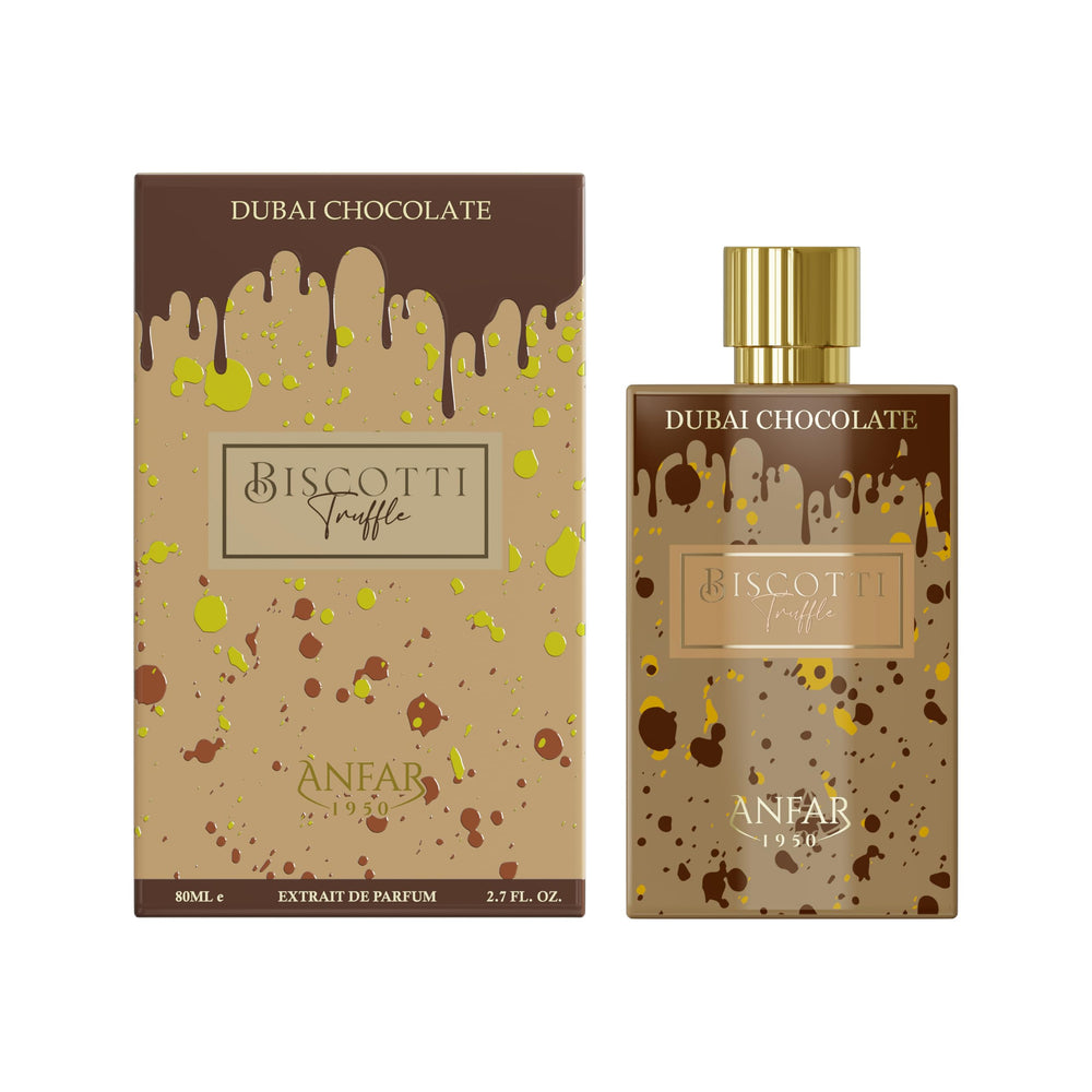 Anfar 1950 Dubai bottle with biscotti notes for evening wear.