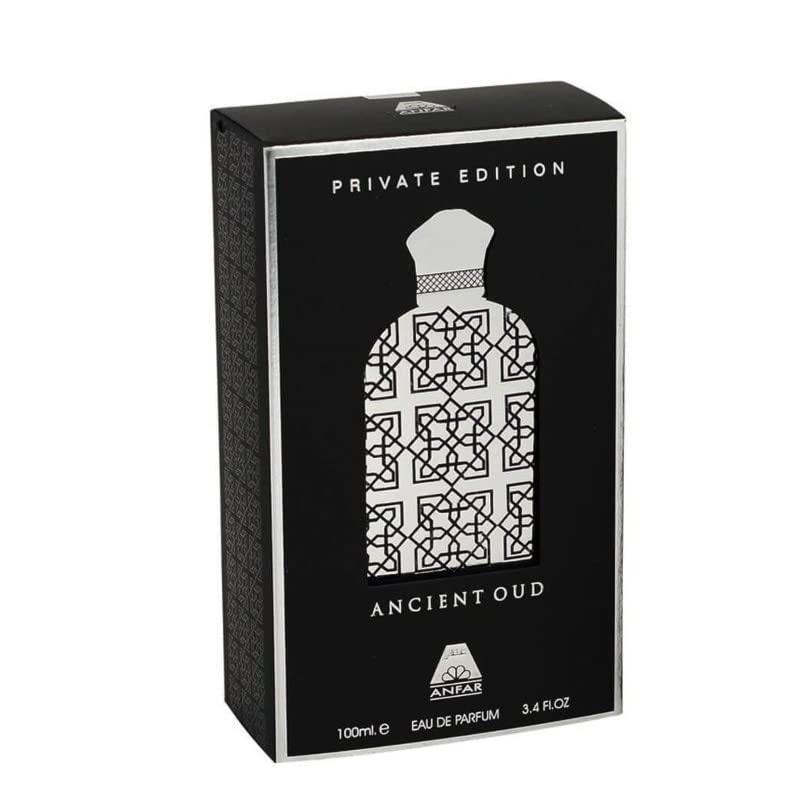 Anfar Ancient Oud Private Edition atomizer, sleek spray for controlled application.