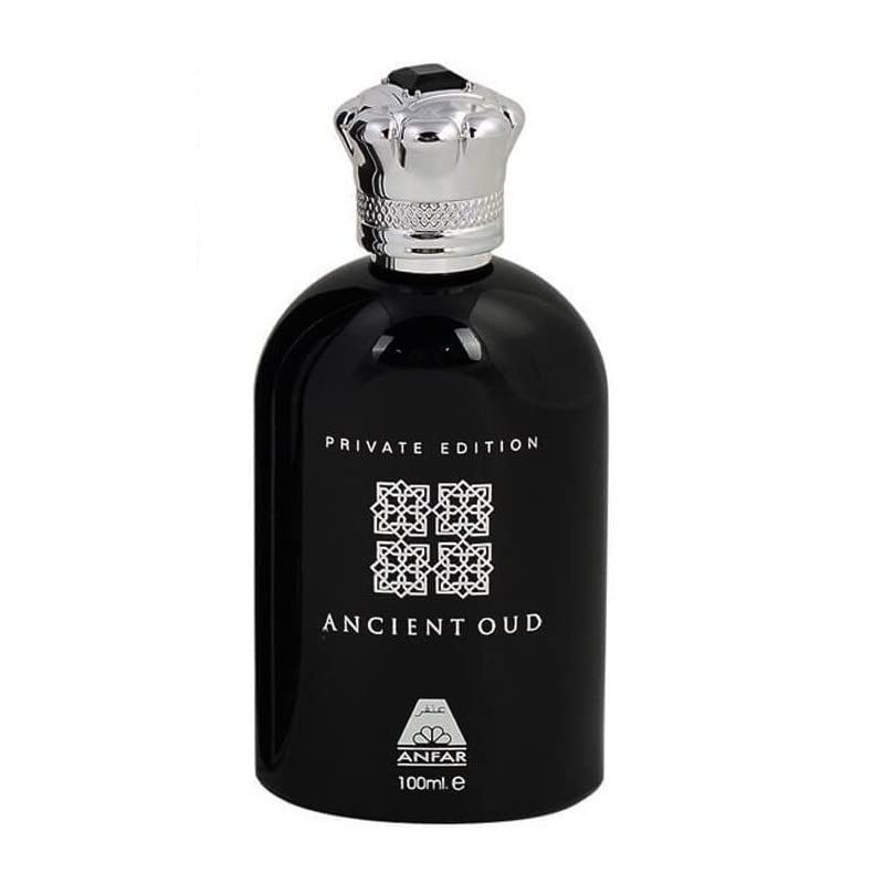 Anfar Ancient Oud Private Edition bottle closeup, highlighting premium oud notes.