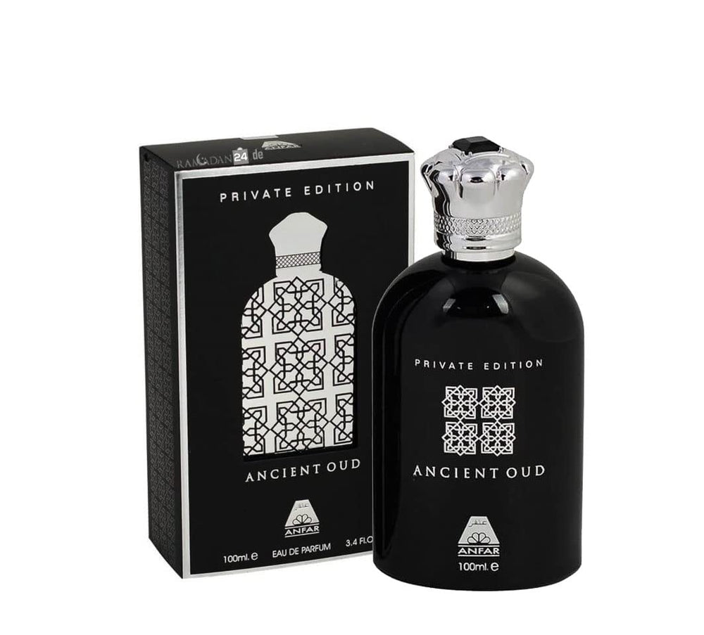 Anfar Ancient Oud Private Edition bottle front, ideal for evening wear.