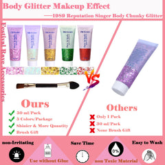 Angels Beauty glitter gel on hair and body with easy, quick application