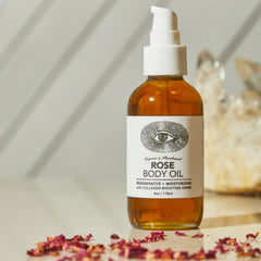 Anima Mundi Rose Body Oil pump for easy application and daily hydration.