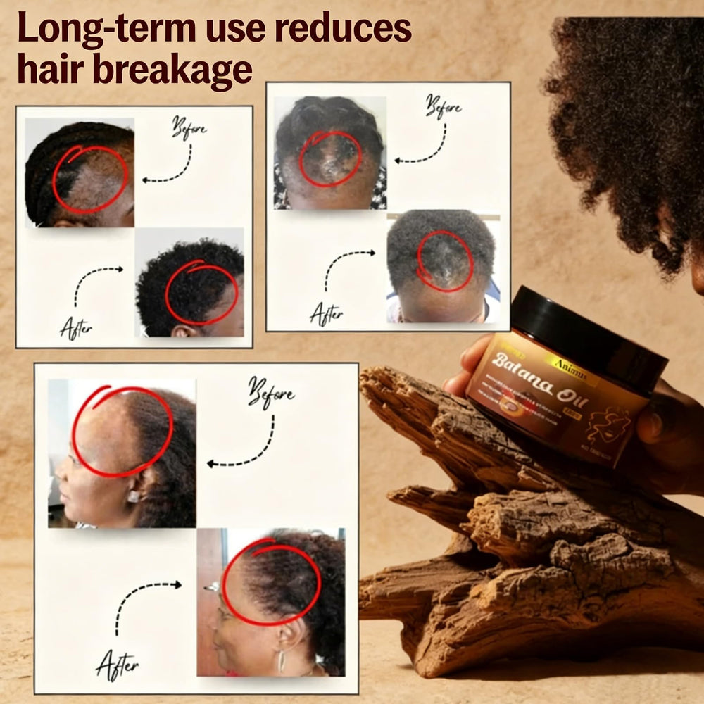 Smooth, shiny hair after using Batana oil paste.