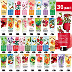 ANKOOY 36-pack body lotion with ten fragrances for daily moisture.