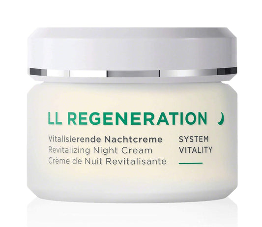 ANNEMARIE BORLIND LL Regeneration night cream jar close-up showing rich, nourishing texture.