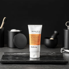 Anthony Day Cream SPF 30 pack back highlights ingredients and broad spectrum protection for skin.