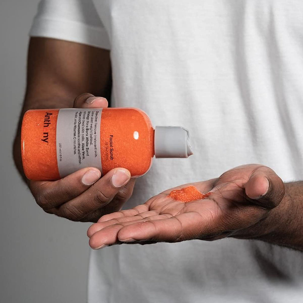 Anthony Facial Scrub ingredients algae label showcases nourishing botanicals.