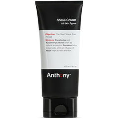Anthony Shaving Cream bottle front view for sensitive skin, calming irritation.