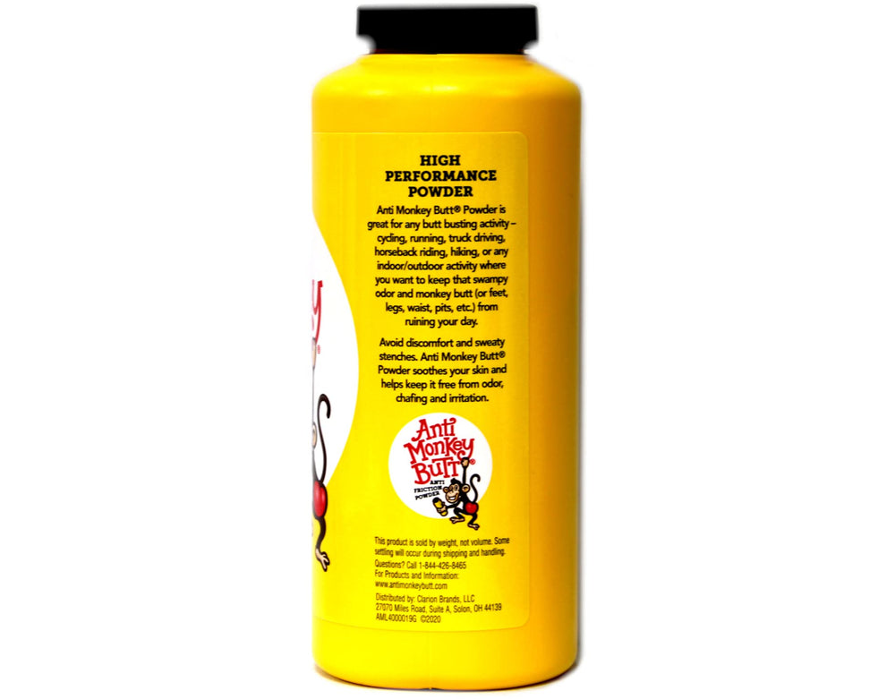 Anti Monkey Butt men's body powder provides friction protection all day.